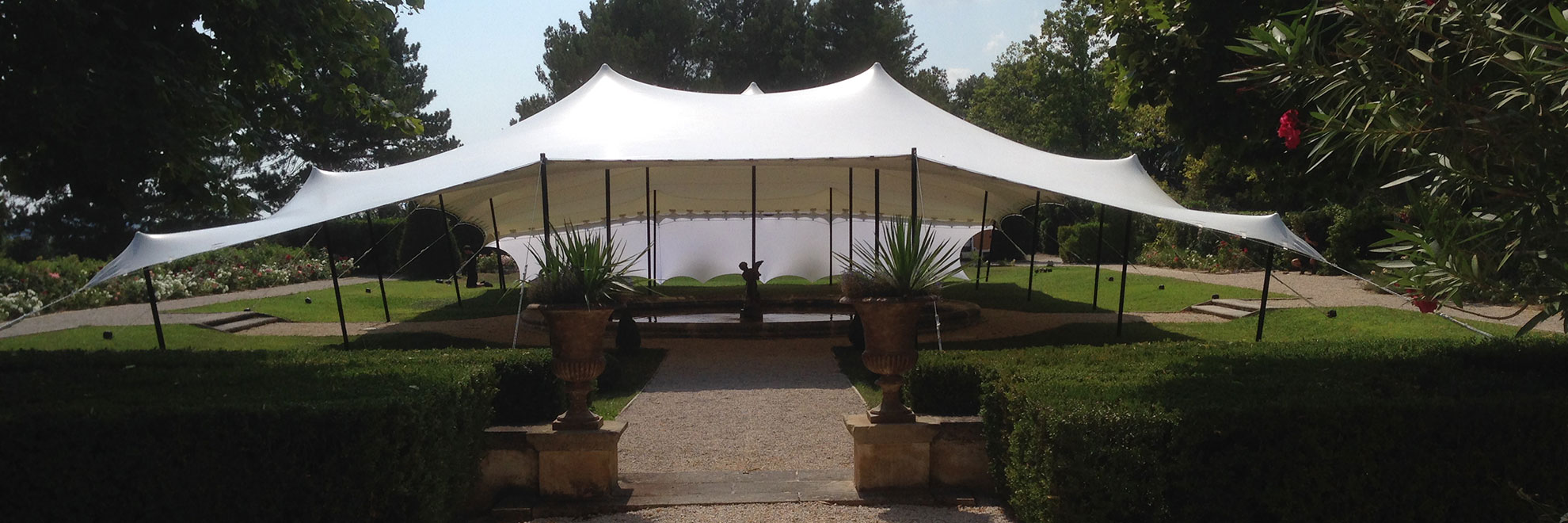 White stretch tent