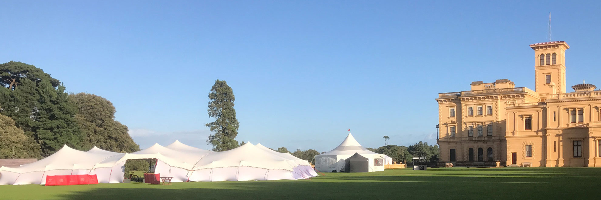 White stretch tent and walling Osbourne House