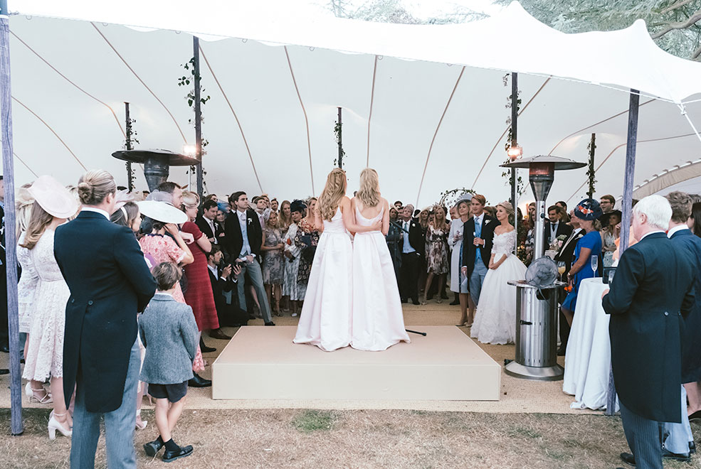 white stretch tent wedding speeches