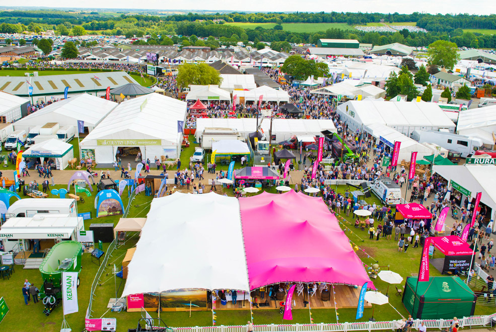 Pink and white stretch tent