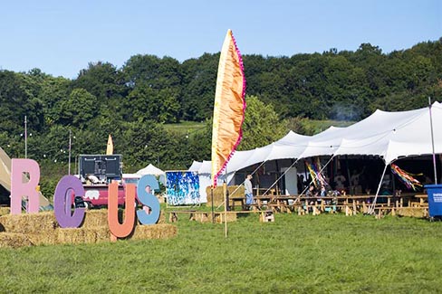 white stretch tent on site at Soul Circus