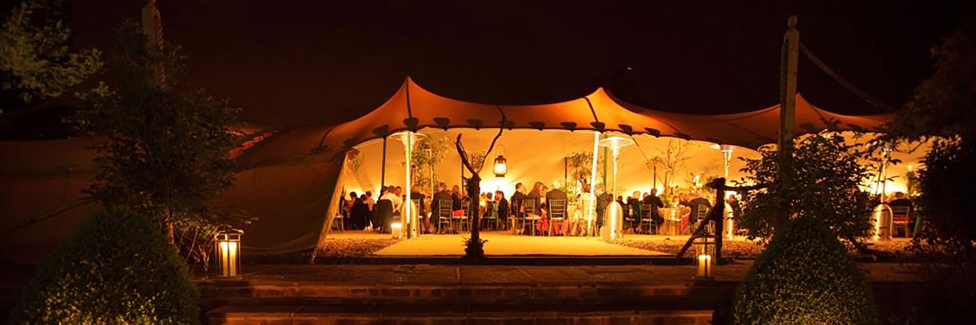 Beige Stretch Tent Nightime Lit up